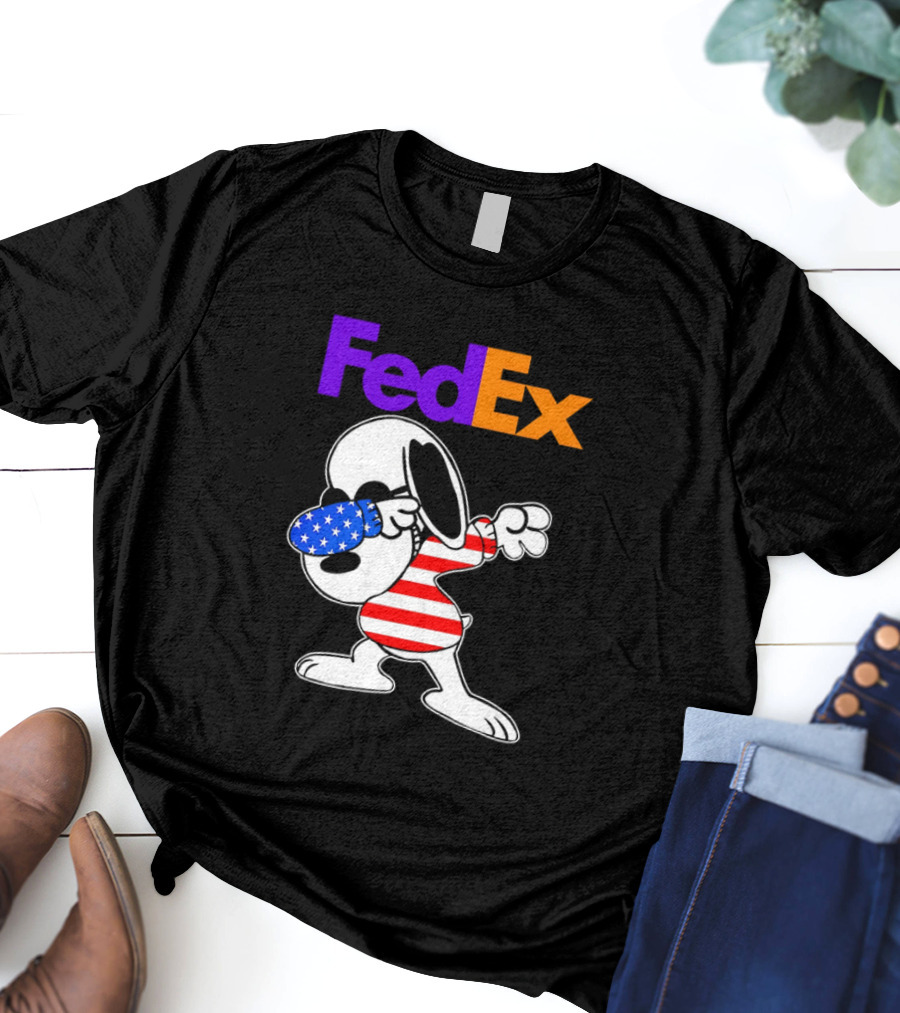 FedEx Snoopy Dabbing American Flag Icon T-Shirt