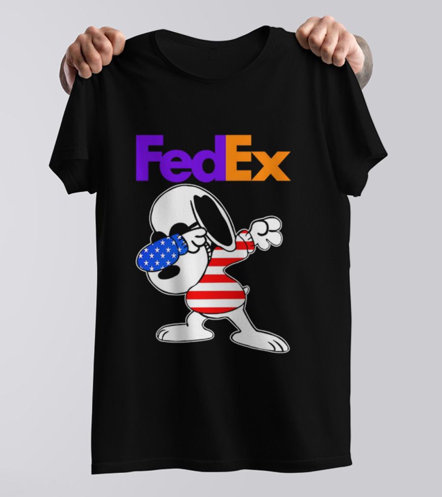 FedEx Snoopy Dabbing American Flag Icon T-Shirt
