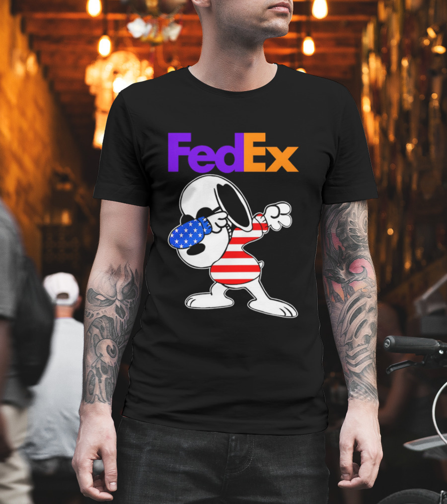 FedEx Snoopy Dabbing American Flag Icon T-Shirt