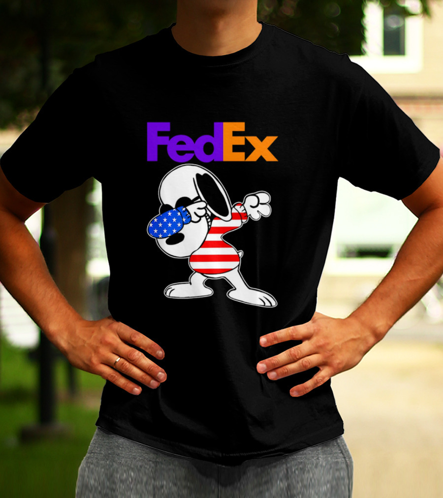 FedEx Snoopy Dabbing American Flag Icon T-Shirt