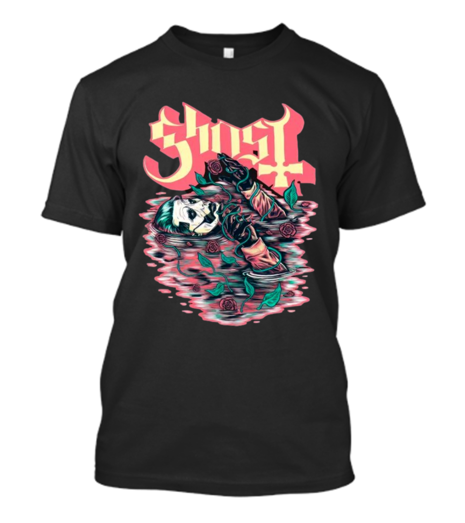 Ghost Pre-Raphaelite Art Nouveau Illustration With Roses T-Shirt