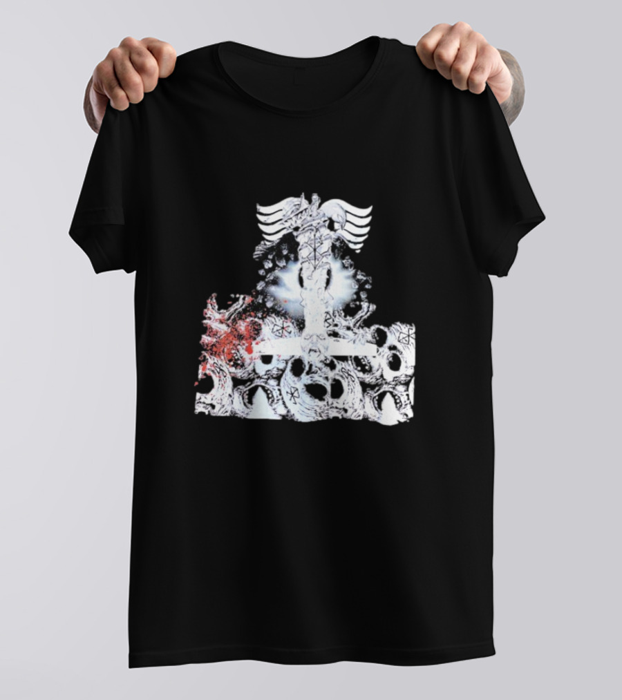 Ghost Supply Rare Rivalry Nordic Inspired Winged Cross And Serpent Motif T-Shirt