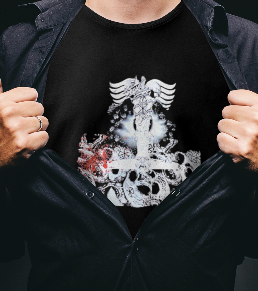 Ghost Supply Rare Rivalry Nordic Inspired Winged Cross And Serpent Motif T-Shirt