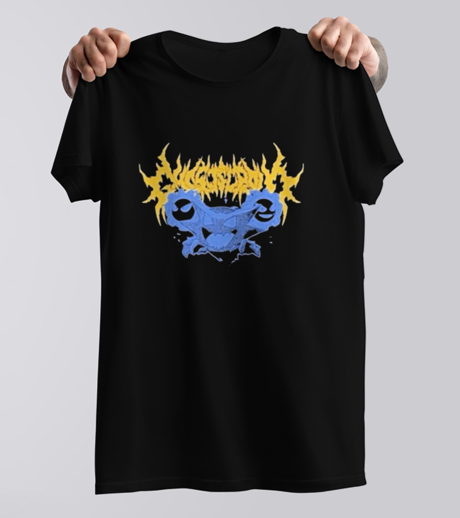 Ghost Supply Unknowns Text Striking Yellow Flames Blue Skull Graphic T-Shirt