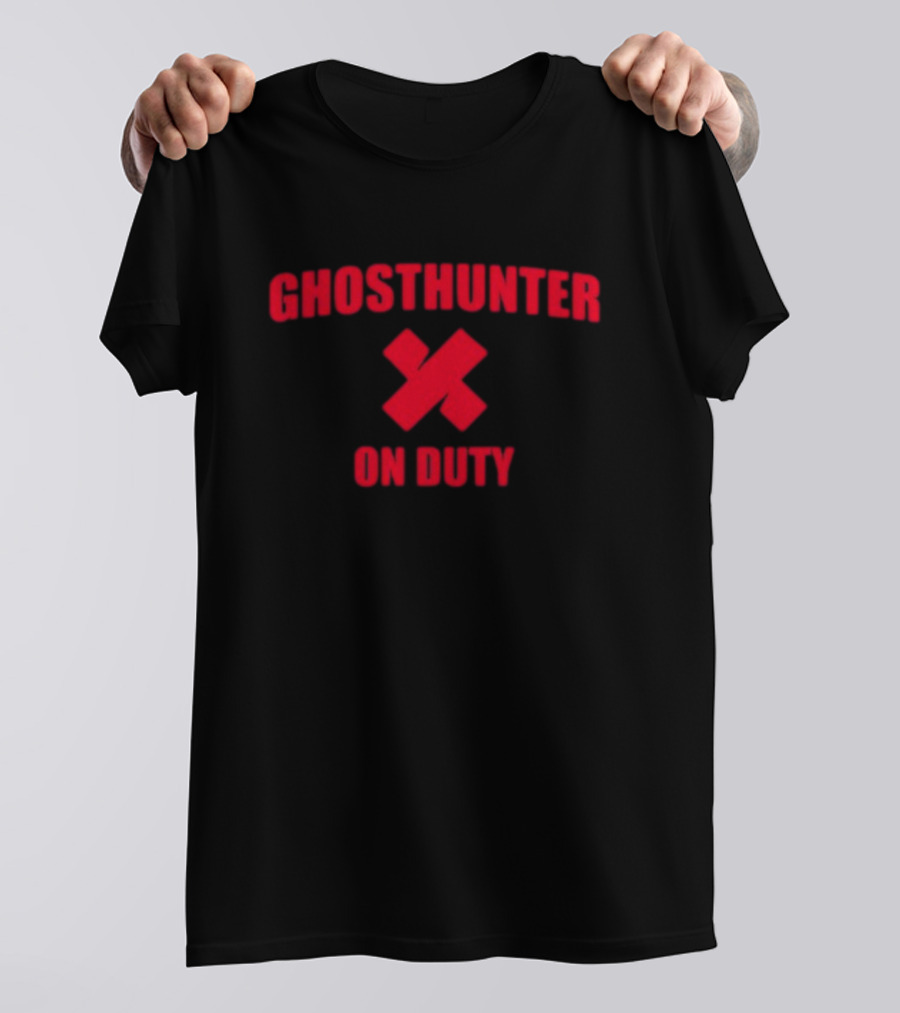 Ghosthunter On Duty Red Bold Font X Symbol T-Shirt