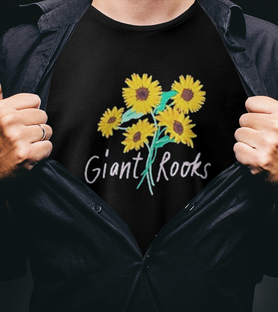 Giant Rooks Sunflower Bouquet Pink Skies T-Shirt