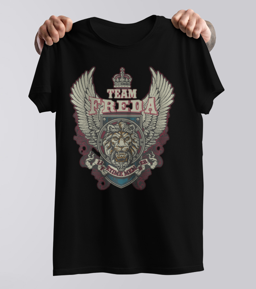 TEAM FREDA Lifetime Member Lion Crest Winged Emblem T-Shirt