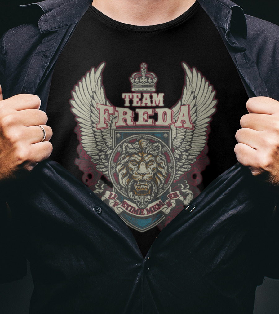 TEAM FREDA Lifetime Member Lion Crest Winged Emblem T-Shirt