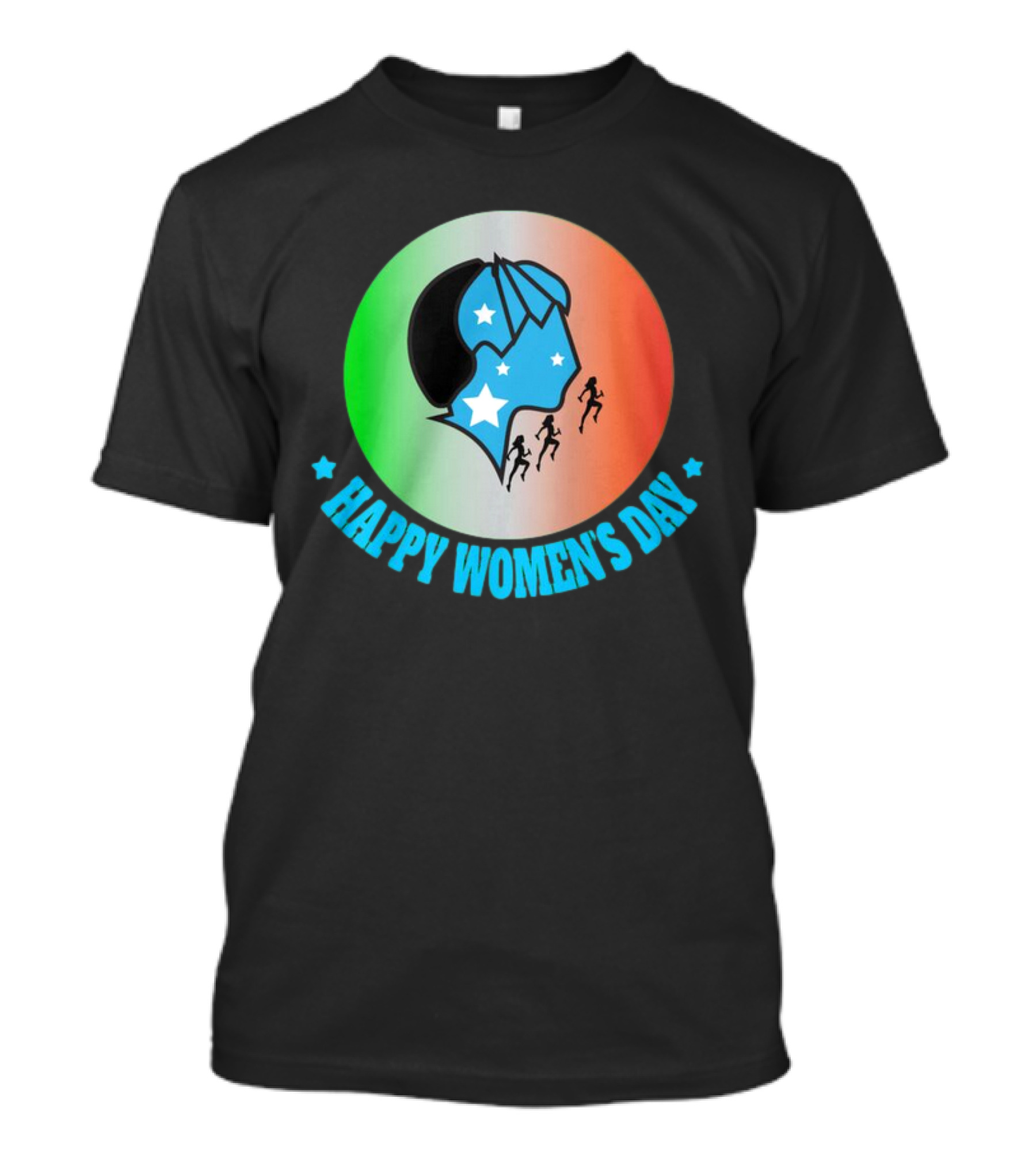 Happy Women's Day Tricolor Silhouette And Stars T-Shirt