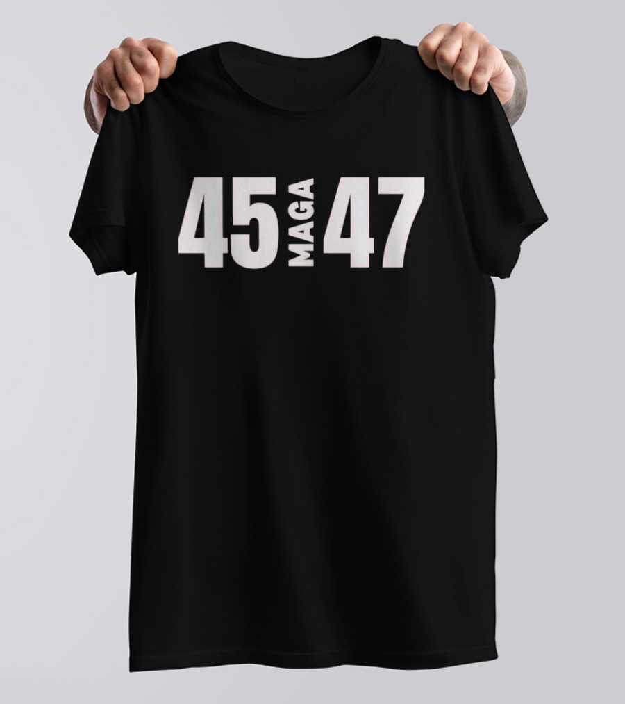 45 MAGA 47 White Bold Text Minimalist T-Shirt