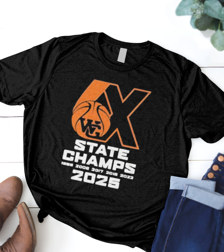6X WG State Champs 2025 With Basketball Graphic T-Shirt