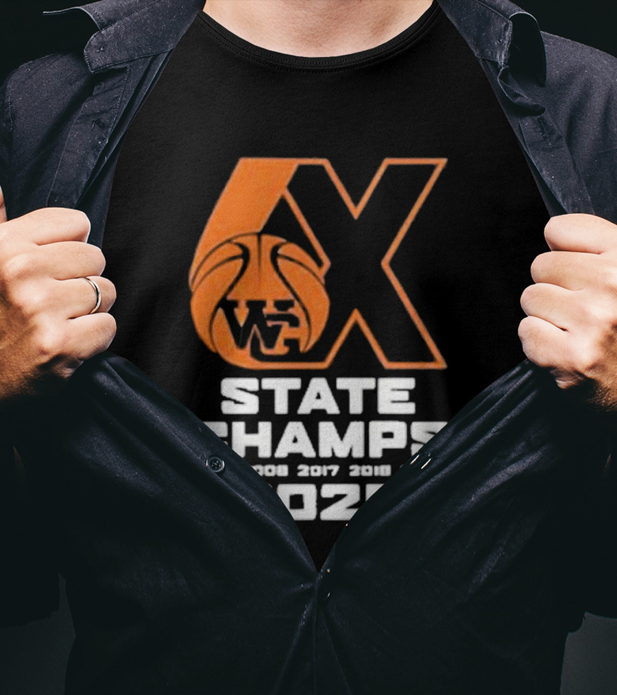 6X WG State Champs 2025 With Basketball Graphic T-Shirt