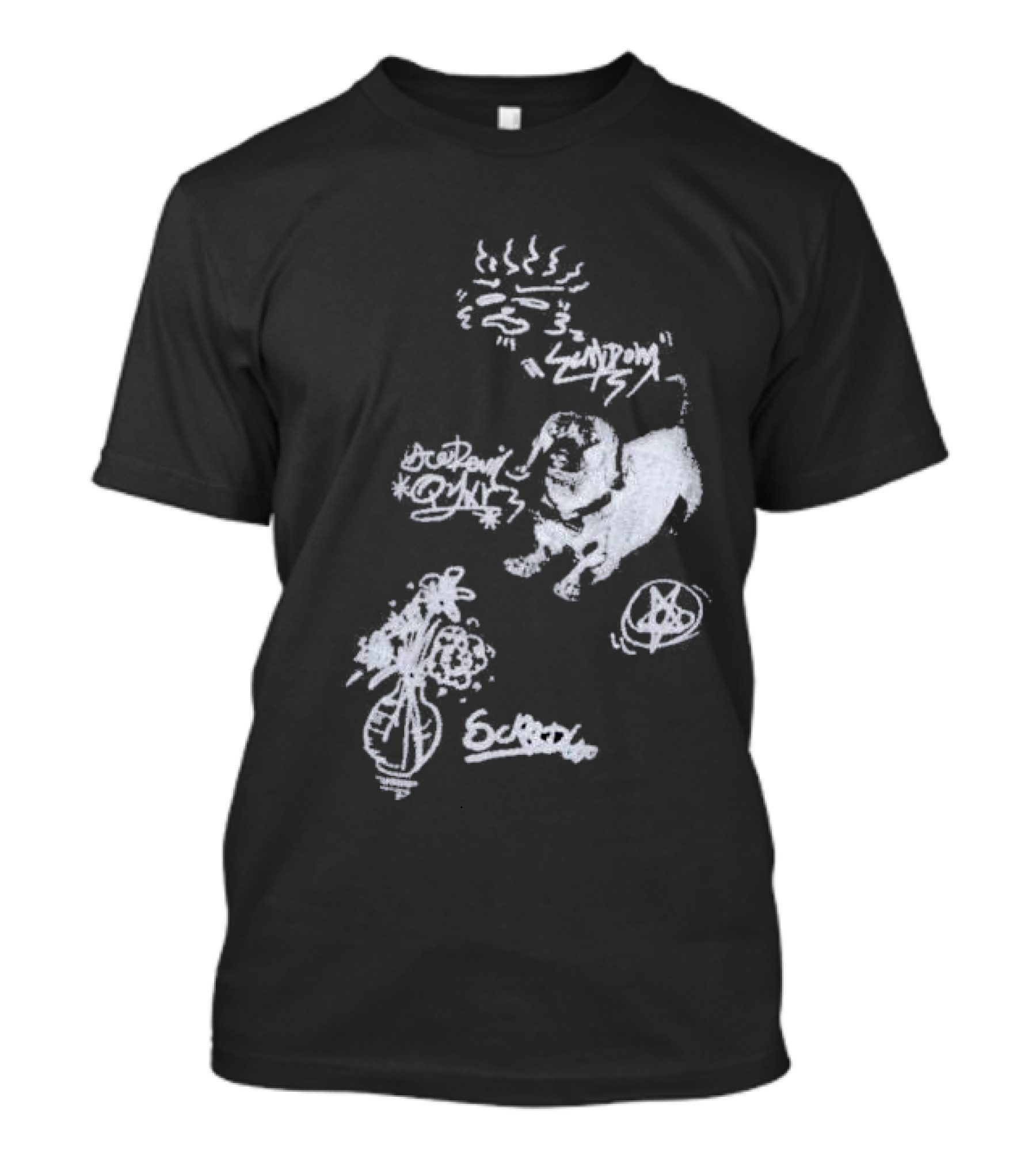 Aelfric Eden Graffiti Dog Flower Crown Art Doodle T-Shirt