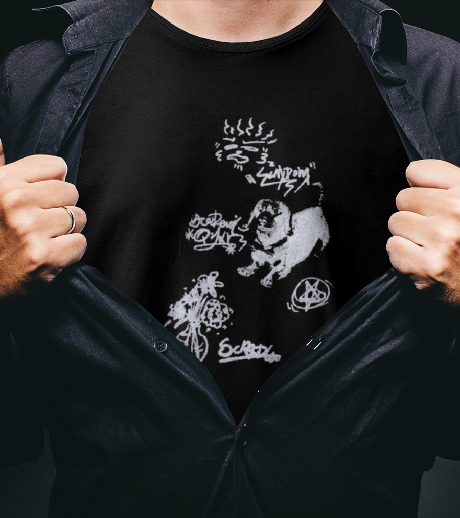 Aelfric Eden Graffiti Dog Flower Crown Art Doodle T-Shirt