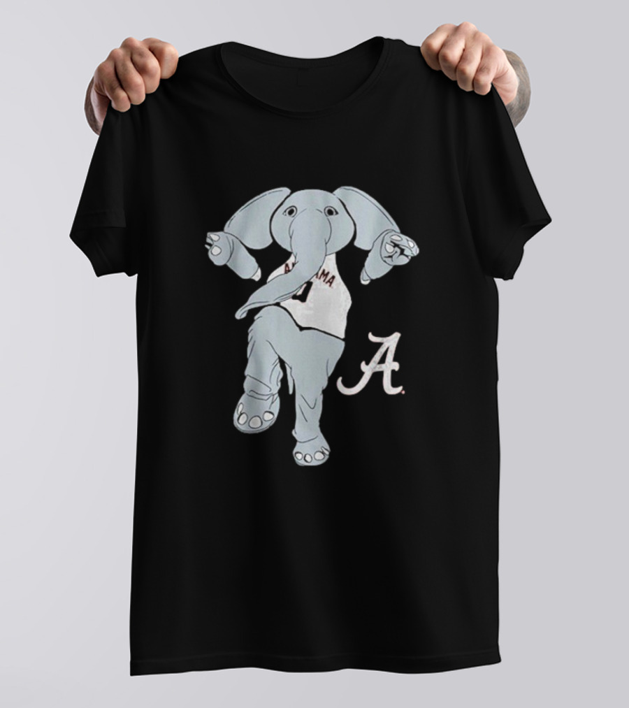 Alabama Crimson Tide Big Al Elephant Mascot Dancing With Script A Initial T-Shirt