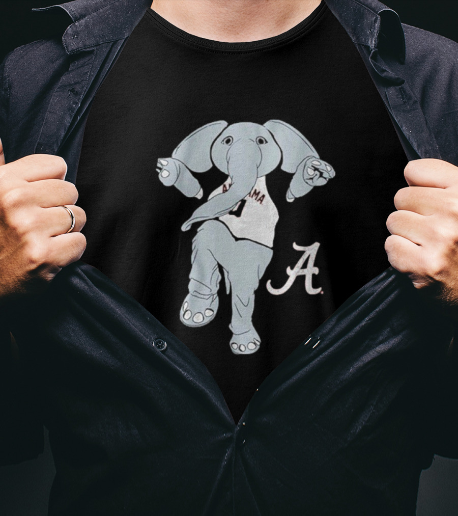 Alabama Crimson Tide Big Al Elephant Mascot Dancing With Script A Initial T-Shirt