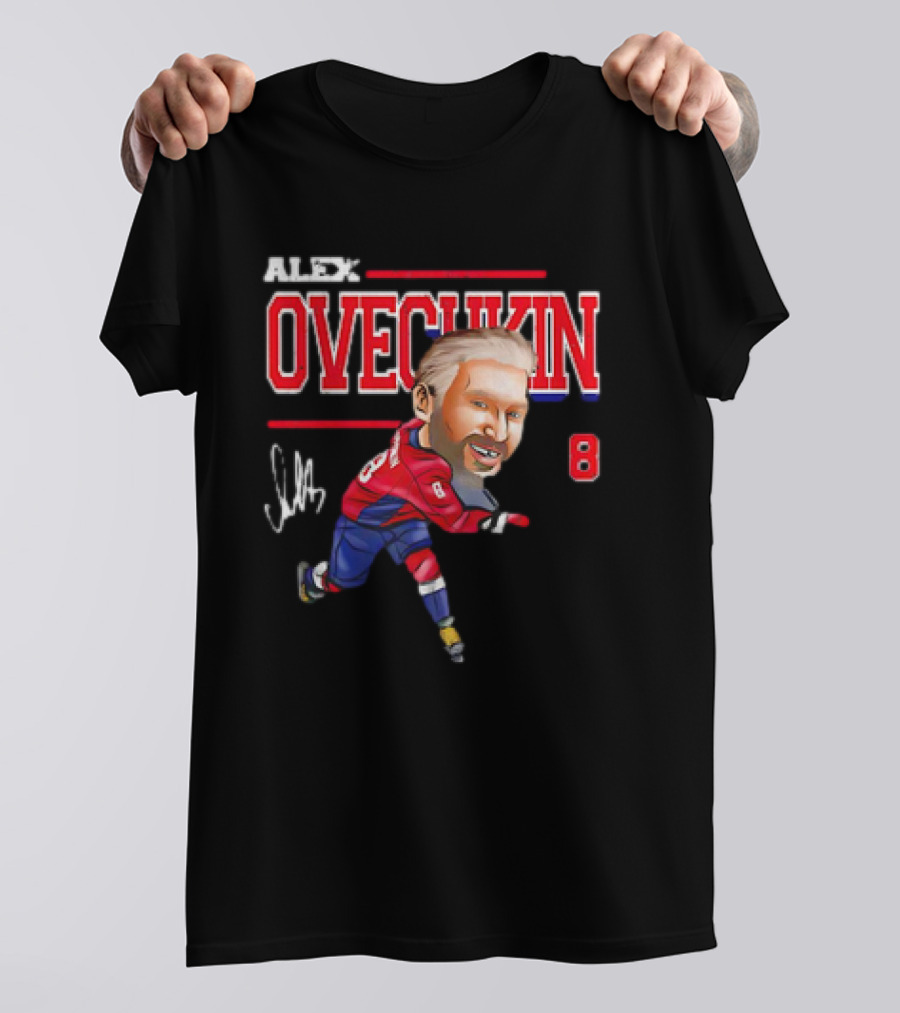 Alex Ovechkin Washington Capitals NHL Vintage Cartoon Signature 8 T-Shirt