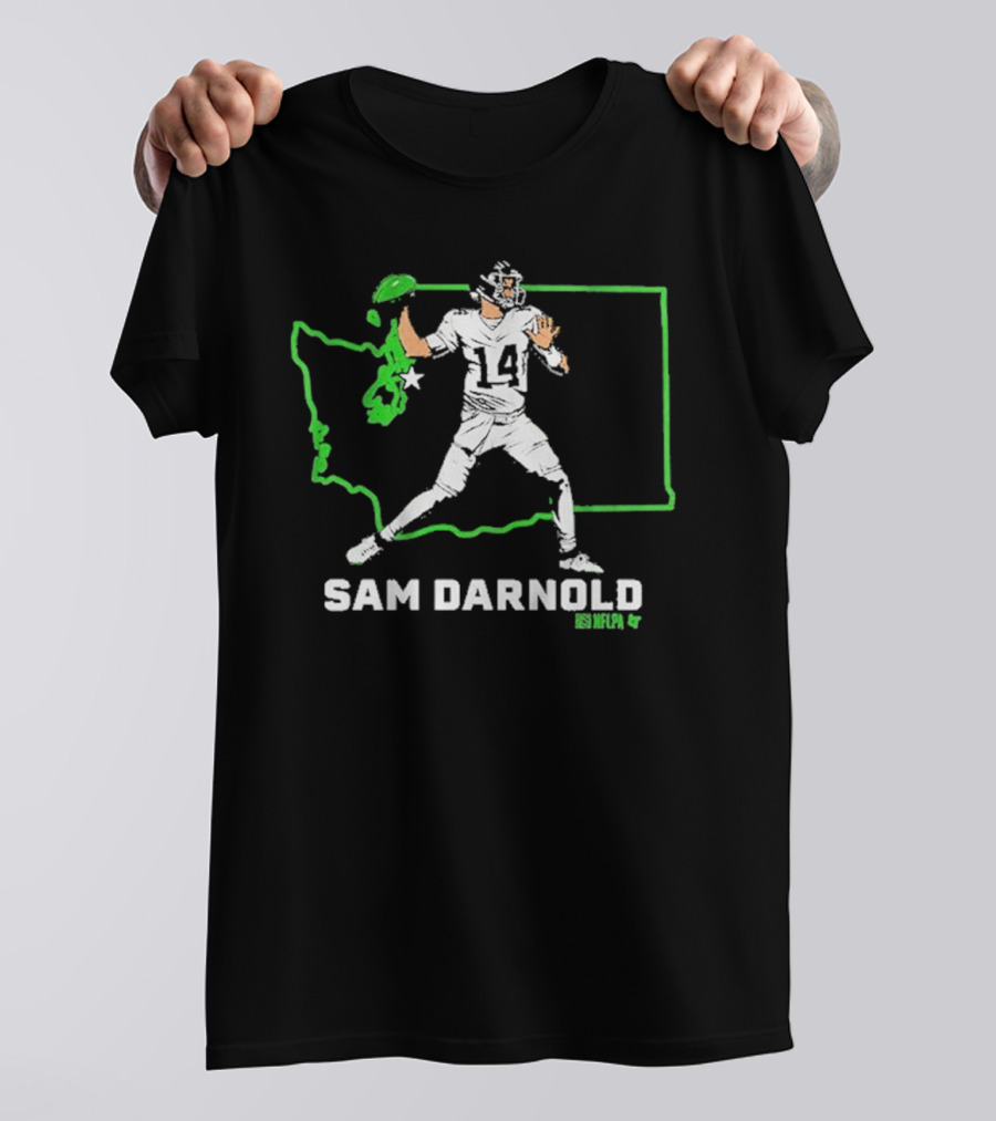 Sam Darnold Number 14 Quarterback Washington State Outline Seattle T-Shirt
