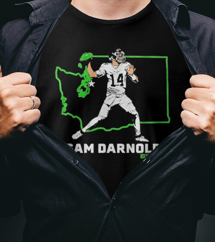 Sam Darnold Number 14 Quarterback Washington State Outline Seattle T-Shirt