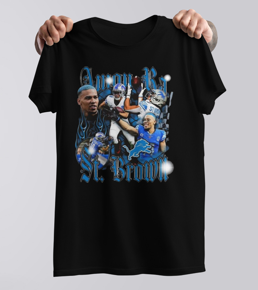 Amon Ra St. Brown Detroit Lions NFL Football Player Dynamic Collage T-Shirt