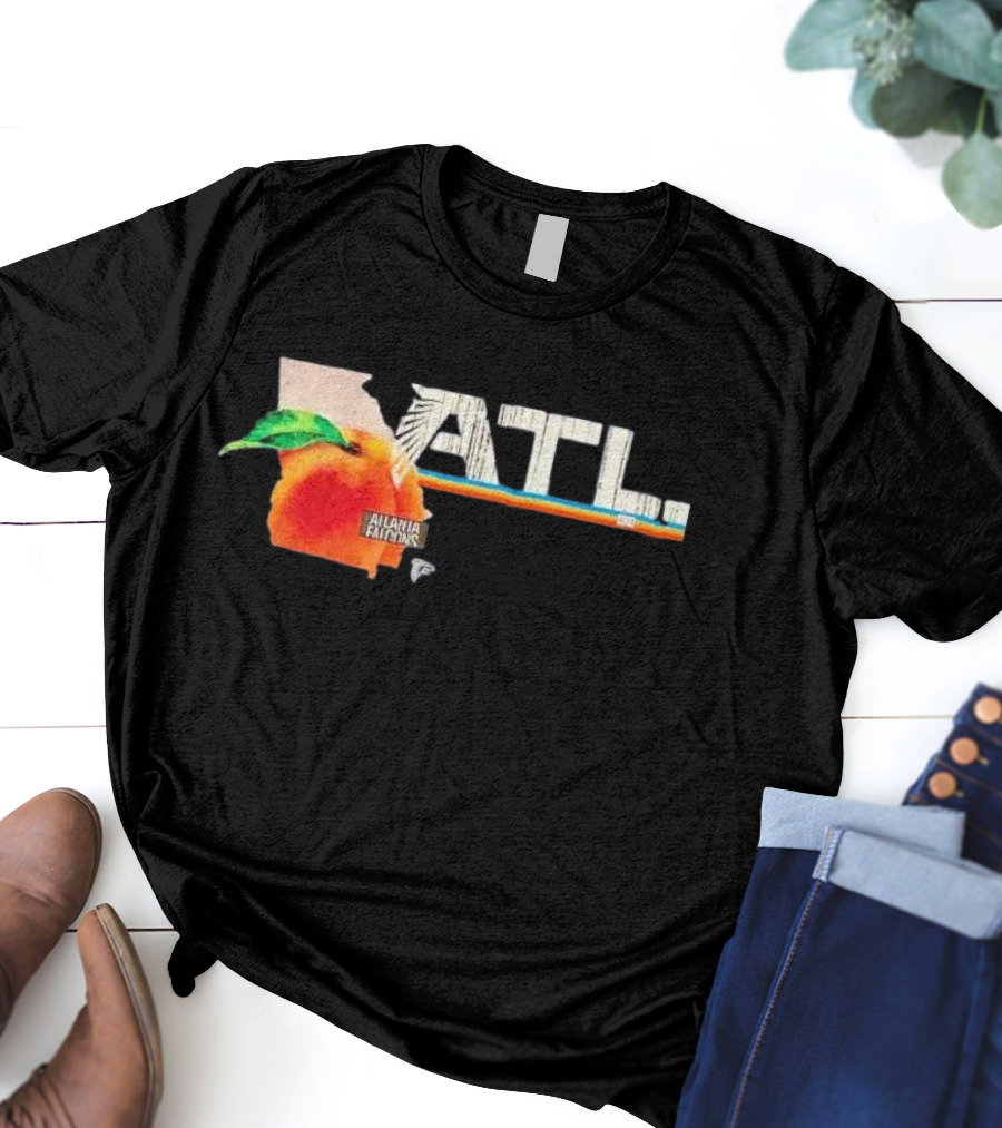 ATL Atlanta Falcons 2025 NFL Draft Peach Georgia Map Icon T-Shirt