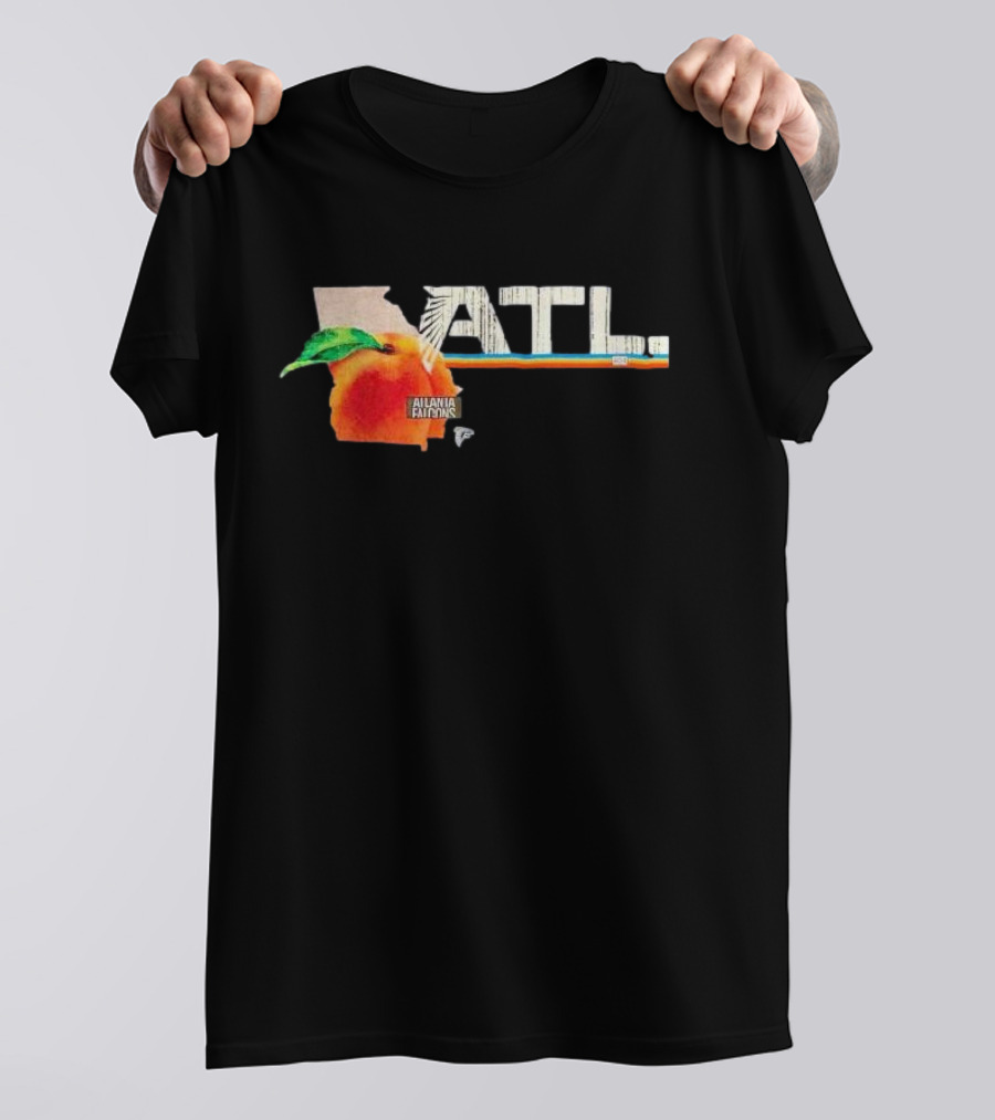 ATL Atlanta Falcons 2025 NFL Draft Peach Georgia Map Icon T-Shirt