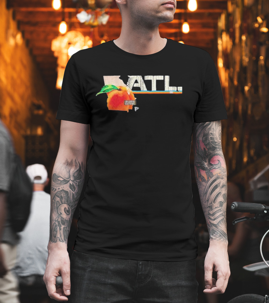 ATL Atlanta Falcons 2025 NFL Draft Peach Georgia Map Icon T-Shirt