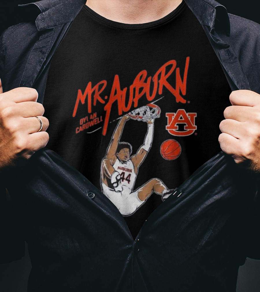 Auburn Basketball Dylan Cardwell Mr. Auburn Slam Dunk Graphic T-Shirt