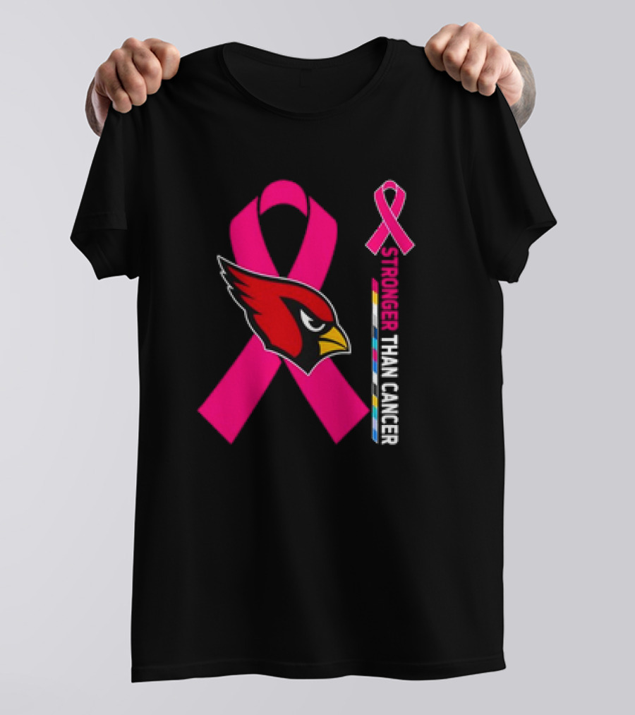 Arizona Cardinals Stronger Than Cancer Awareness Pink Ribbon T-Shirt
