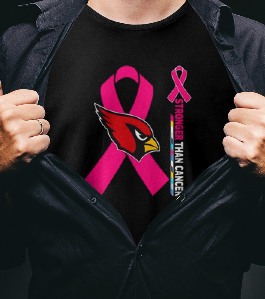 Arizona Cardinals Stronger Than Cancer Awareness Pink Ribbon T-Shirt