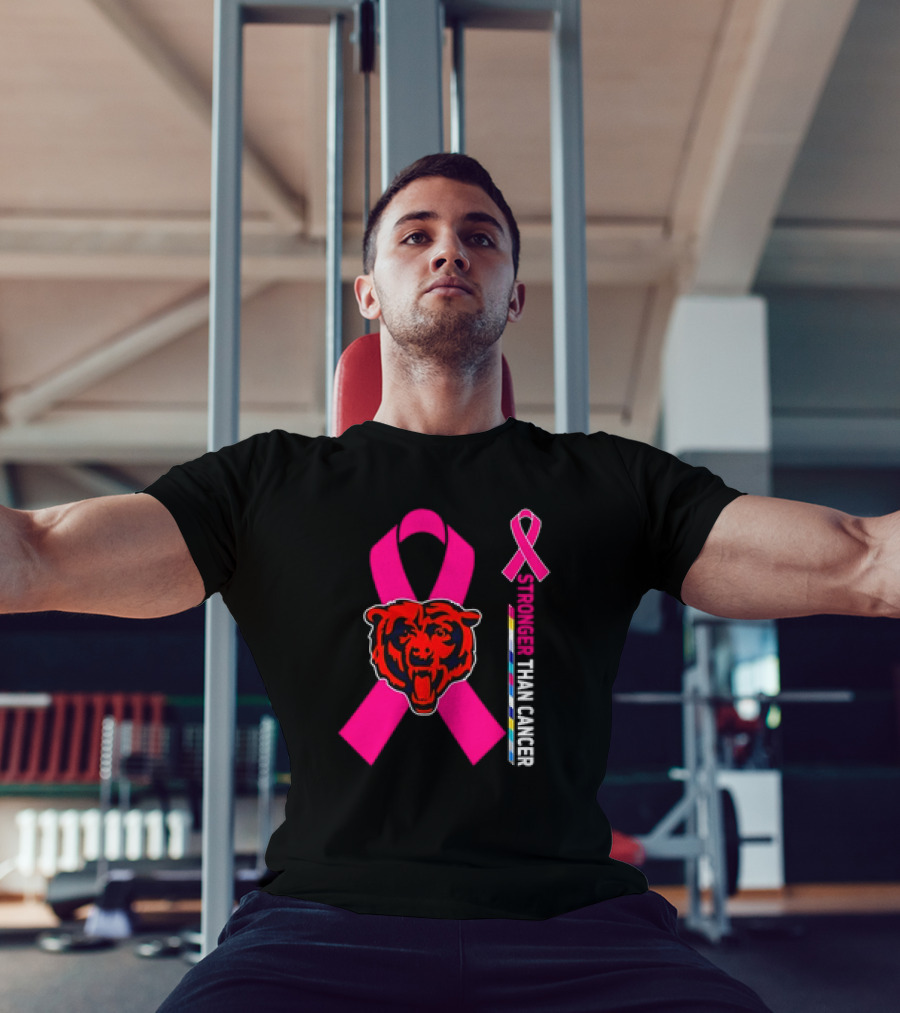 Chicago Bears Pink Ribbon Stronger Than Cancer Awareness T-Shirt
