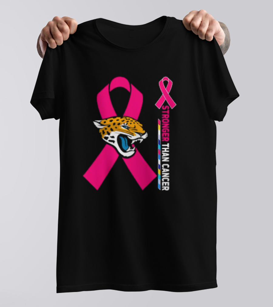 Awareness Stronger Than Cancer Pink Ribbon Jacksonville Jaguars T-Shirt