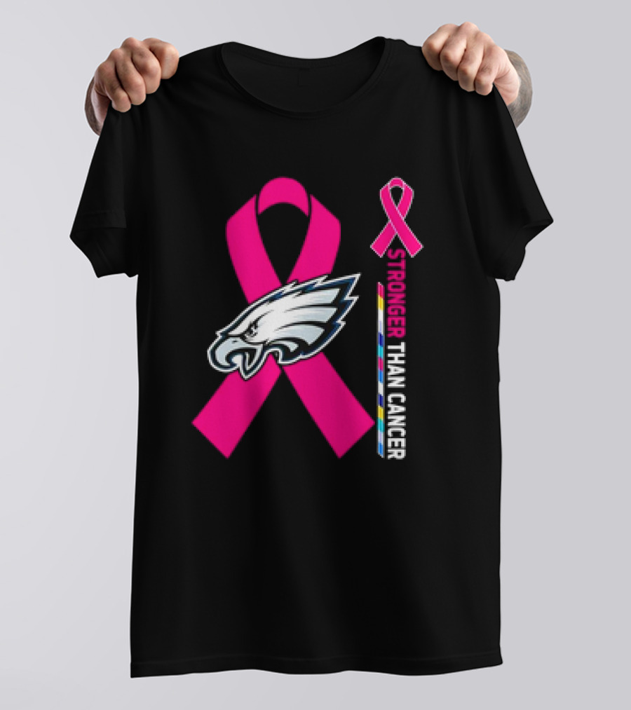 Philadelphia Eagles Breast Cancer Awareness Stronger Than Cancer Ribbon T-Shirt
