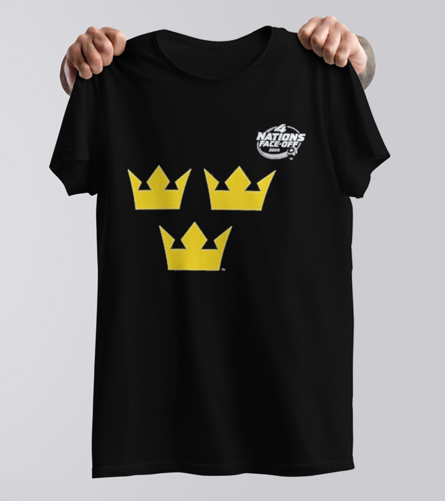 Awesome Sweden 2025 4 Nations Face-Off Primary Tre Kronor Yellow Crowns T-Shirt