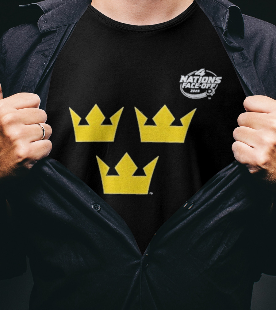 Awesome Sweden 2025 4 Nations Face-Off Primary Tre Kronor Yellow Crowns T-Shirt