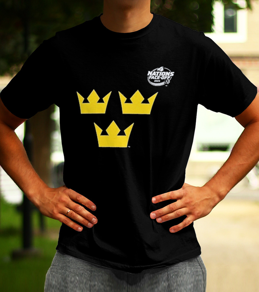 Awesome Sweden 2025 4 Nations Face-Off Primary Tre Kronor Yellow Crowns T-Shirt