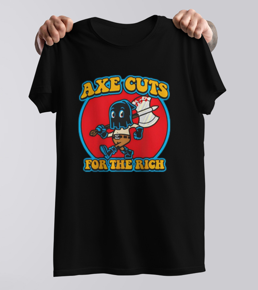 Axe Cuts For The Rich Cartoon Character With Mask And Bloody Axe T-Shirt