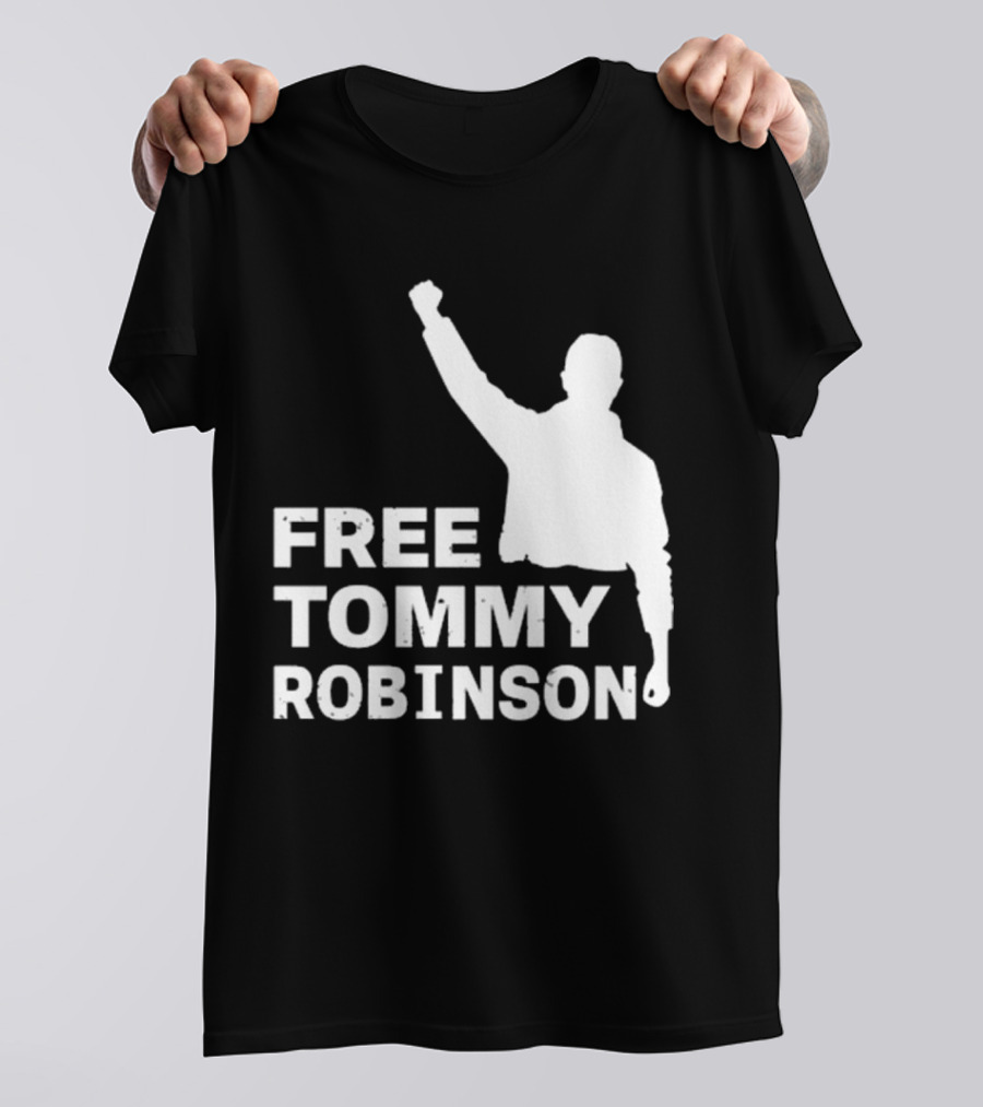 Free Tommy Robinson Activist Silhouette Fist Raised T-Shirt