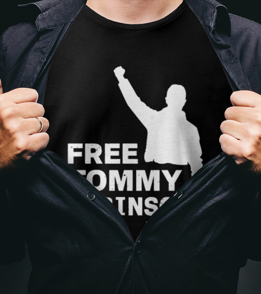 Free Tommy Robinson Activist Silhouette Fist Raised T-Shirt