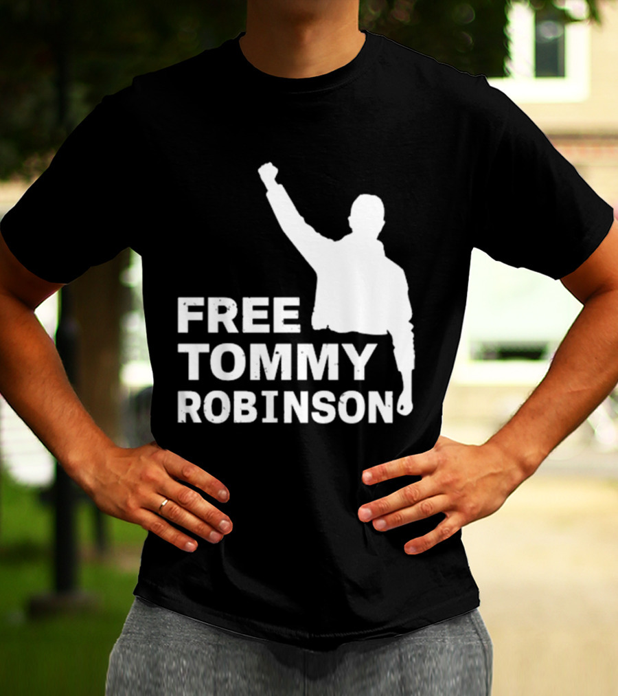 Free Tommy Robinson Activist Silhouette Fist Raised T-Shirt