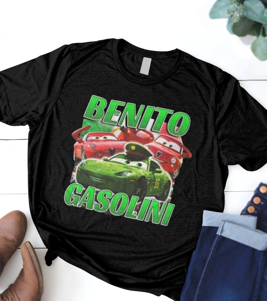 Benito Gasolini 95 Racing Cars Cartoon Crew T-Shirt