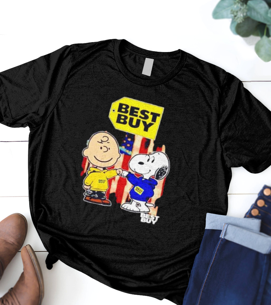 Best Buy Charlie Brown Snoopy Yellow Blue S Fist Bump T-Shirt