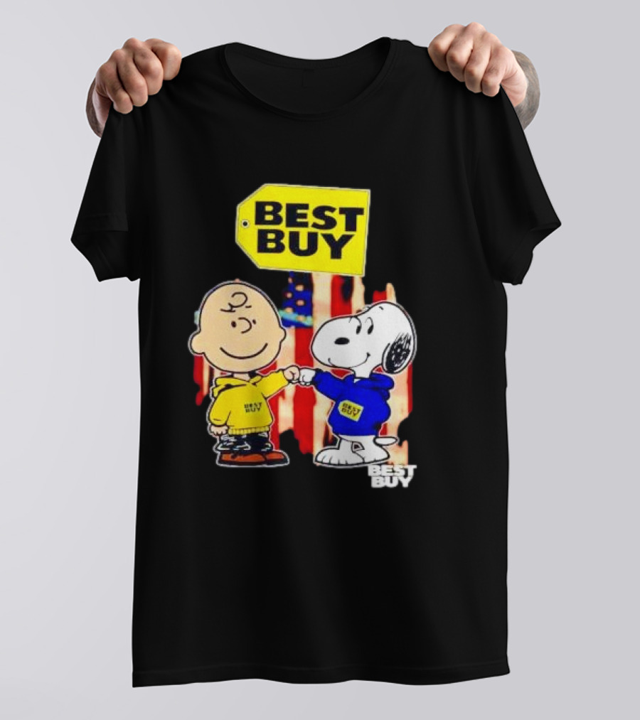 Best Buy Charlie Brown Snoopy Yellow Blue S Fist Bump T-Shirt