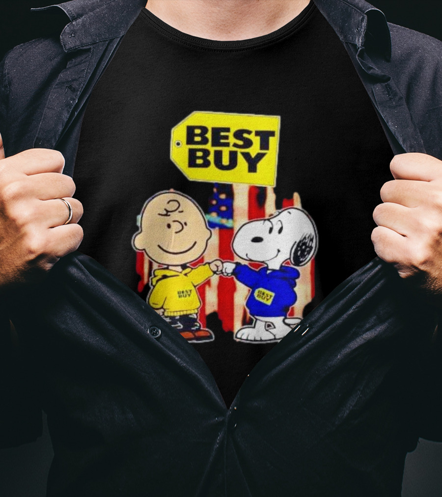 Best Buy Charlie Brown Snoopy Yellow Blue S Fist Bump T-Shirt