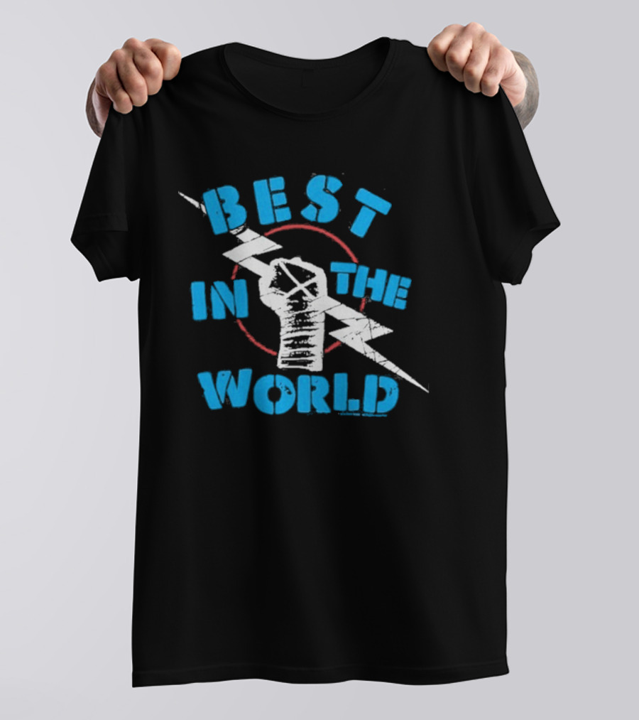Best In The World Fist Lightning Bolt Circle T-Shirt