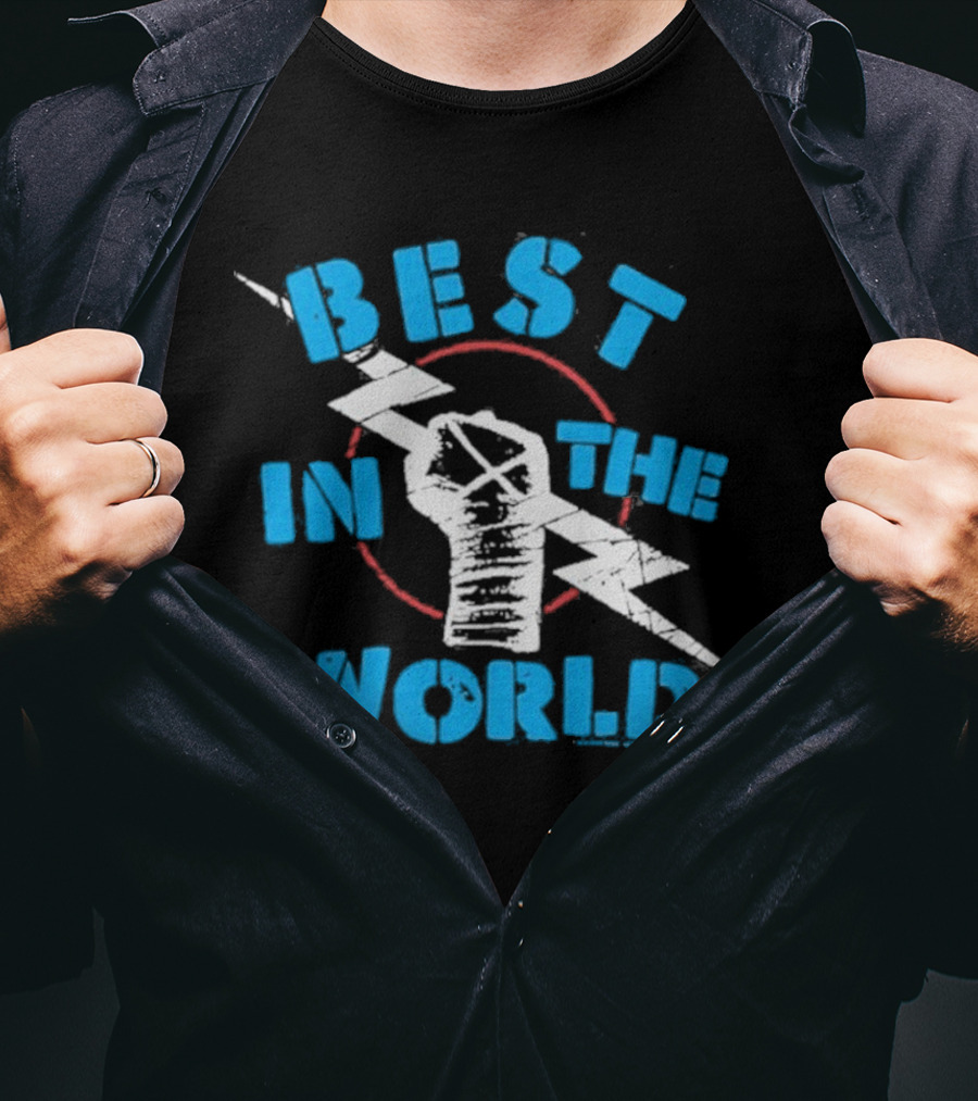 Best In The World Fist Lightning Bolt Circle T-Shirt