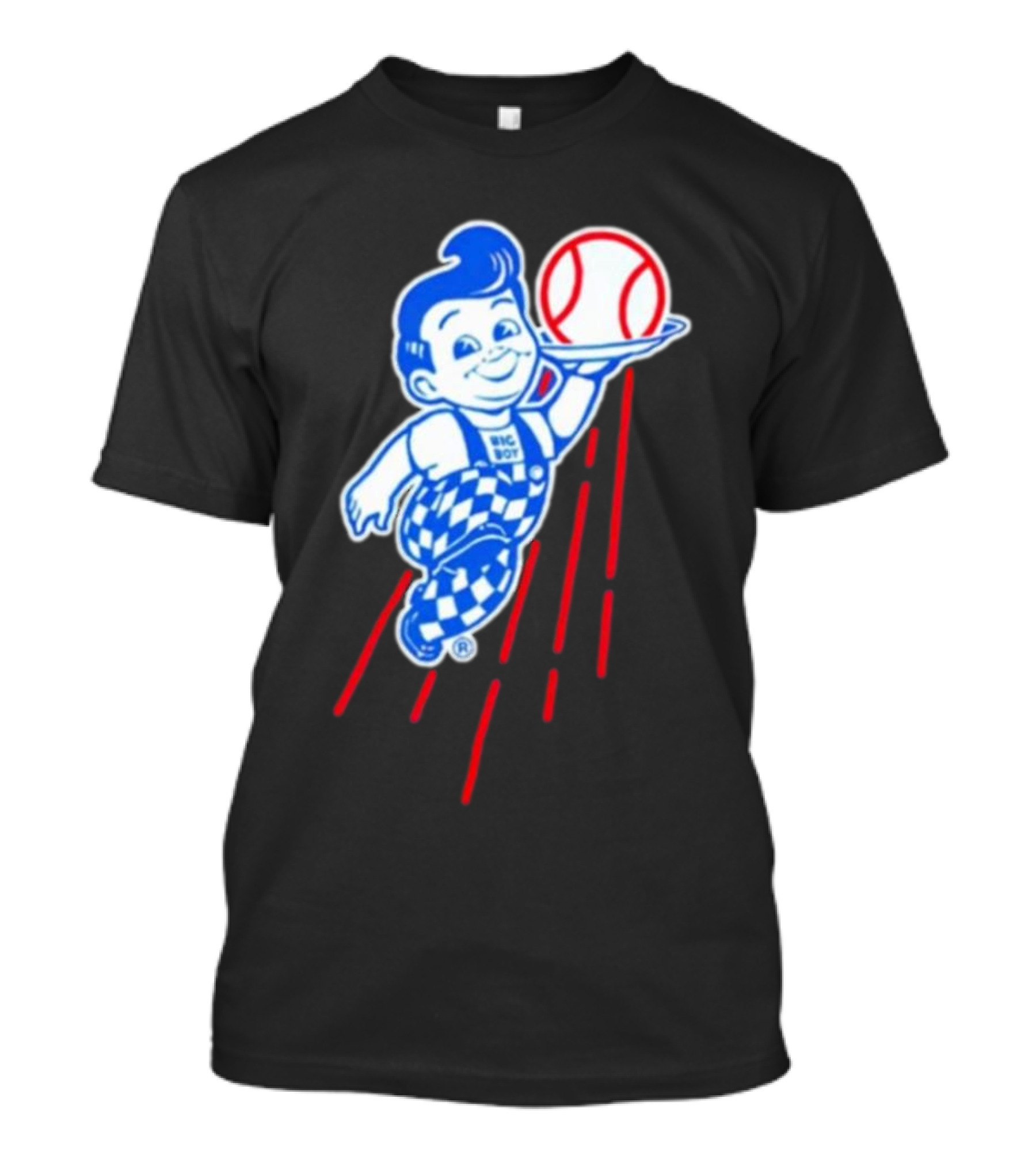 Big Boy Baseball Los Angeles Dodgers Checker Overalls Red Stripes T-Shirt