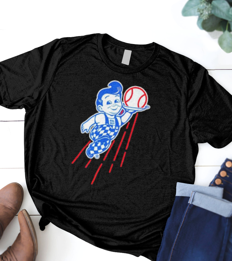 Big Boy Baseball Los Angeles Dodgers Checker Overalls Red Stripes T-Shirt