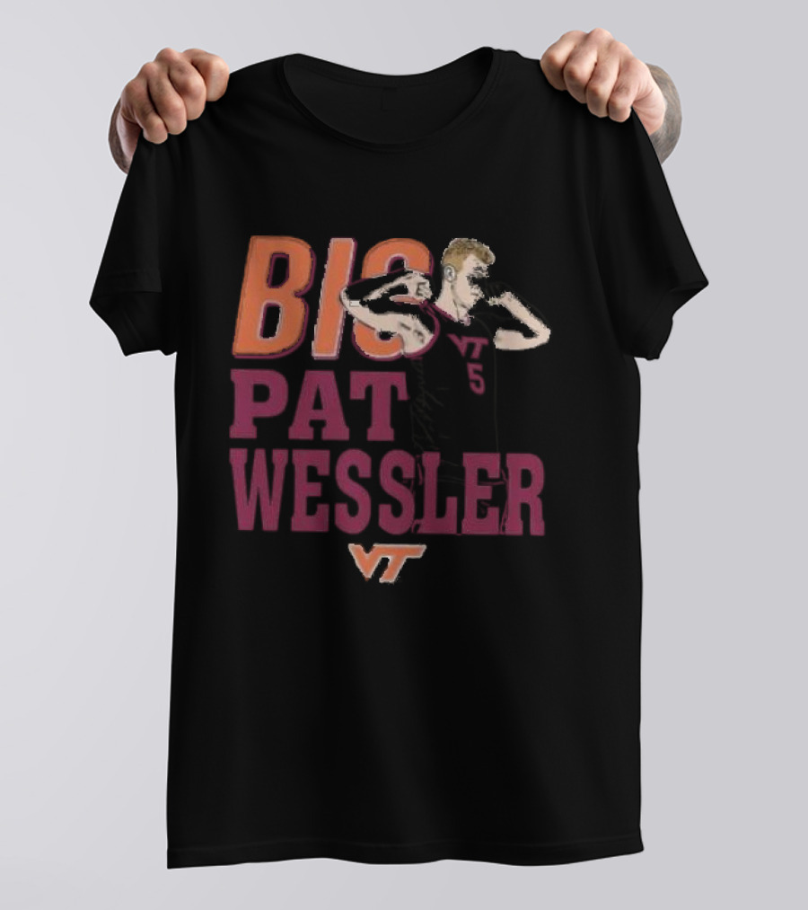 Big Pat Wessler VT Hokies Player Cartoon T-Shirt
