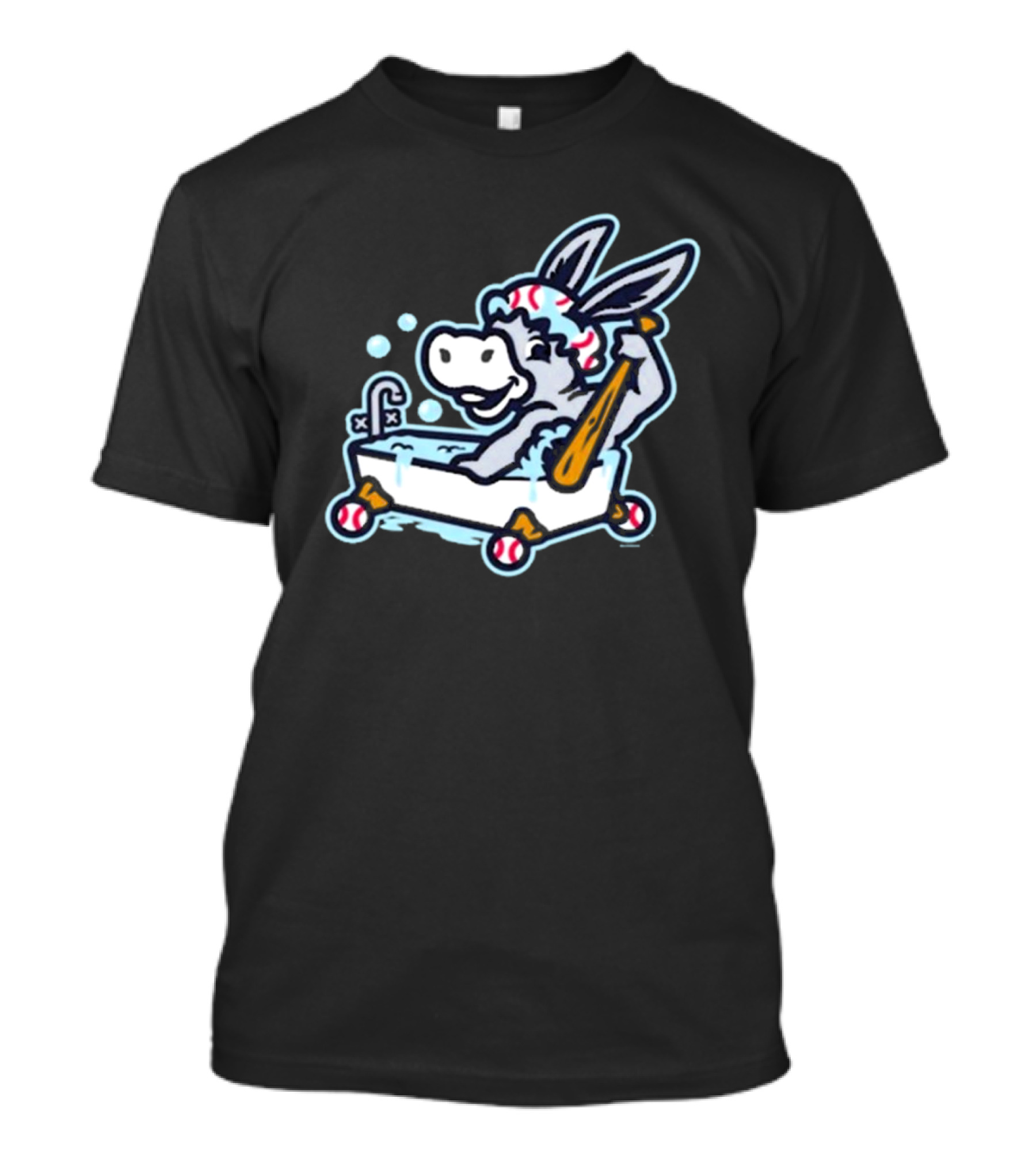 Binghamton Bathtub Donkeys Riding Bathtub Baseball Bats Binghamton Rumble Ponies T-Shirt